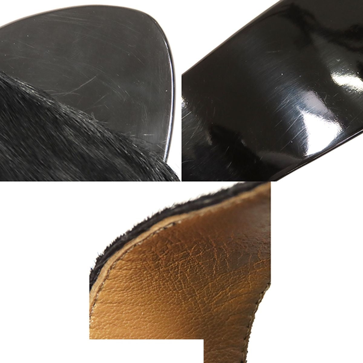 Hermes Mules Black Calf Hair Wood Lacquered Sandals Soled — view 8