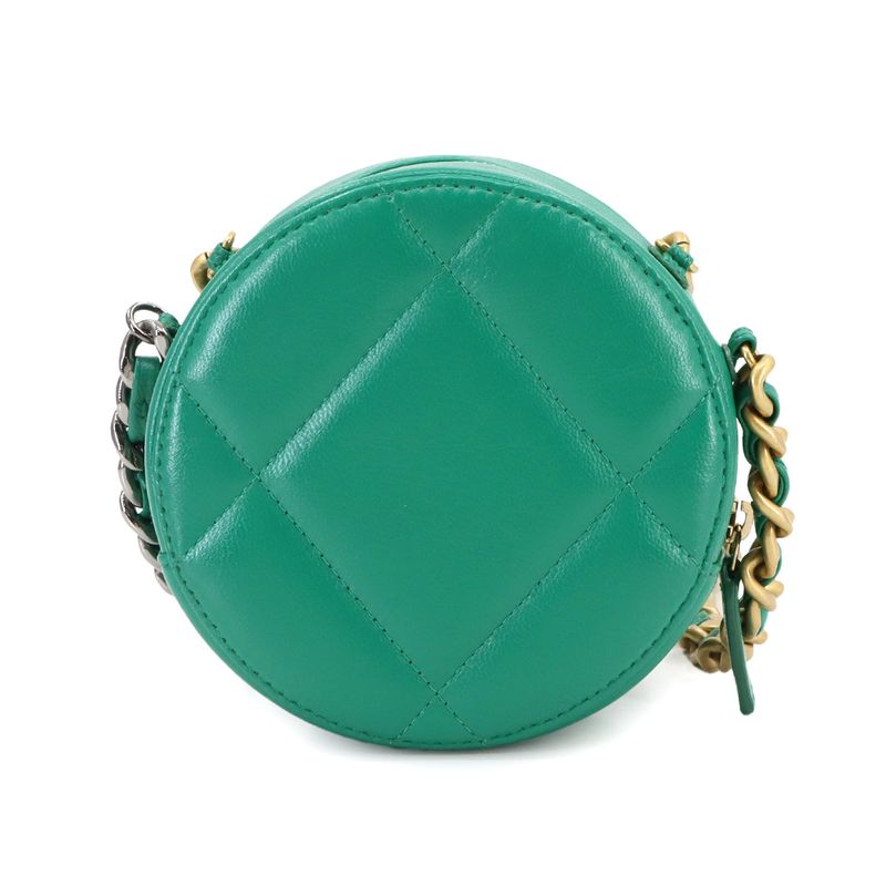 Chanel 19 Round Clutch Chain Shoulder Bag Lambskin Green Ap0945 Chanel 19 Bag