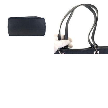 Gucci Black Silver Hardware GG Canvas/leather 31243 Tote Bag Shoulder Bag Women