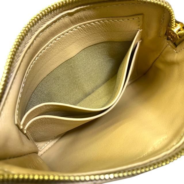 Celine Ccharm Coin Case Coin Purse Mini Pouch Quilted Leather Beige