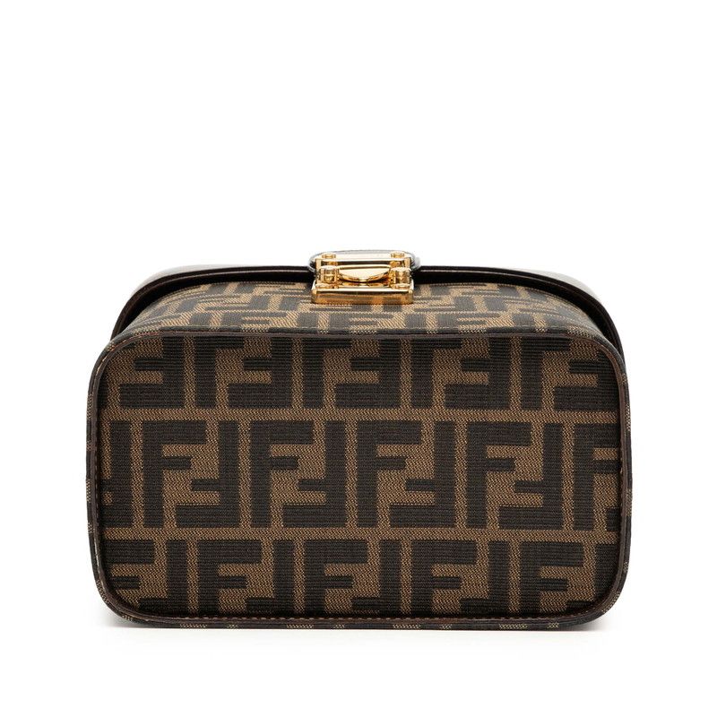 Fendi Zucca Shoulder Bag Vanity Bag 2WAY Brown Canvas Leather Women's Fendi