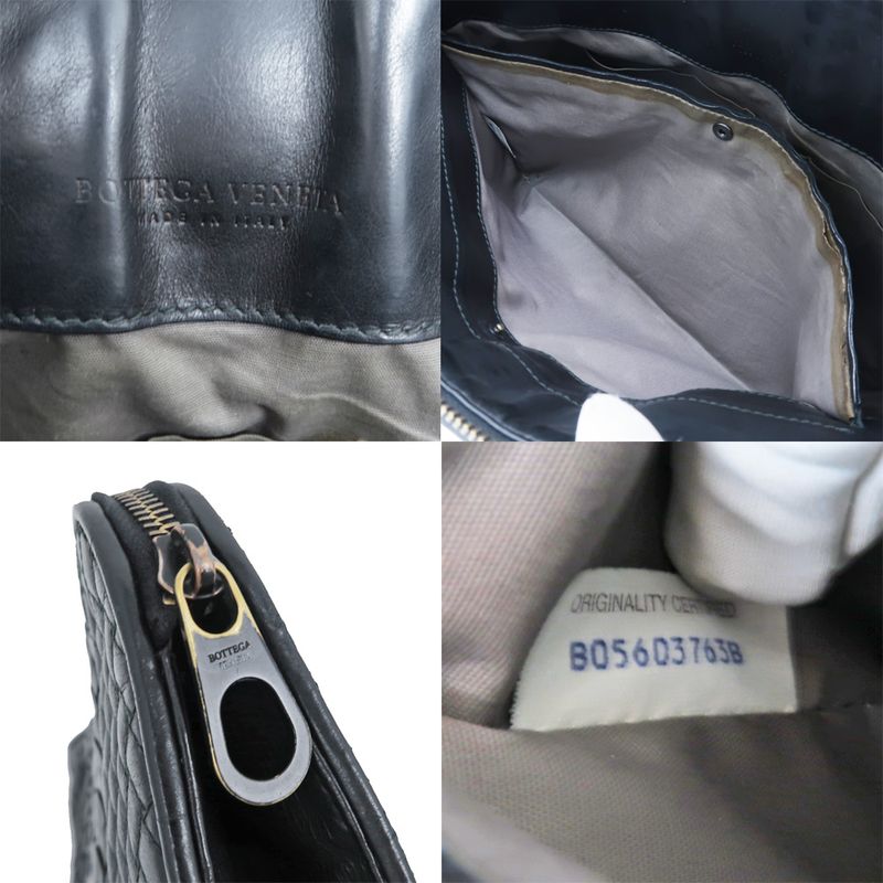 Bottega Veneta Clutch Bag Black Intrecciato Black 405912 Leather Men's