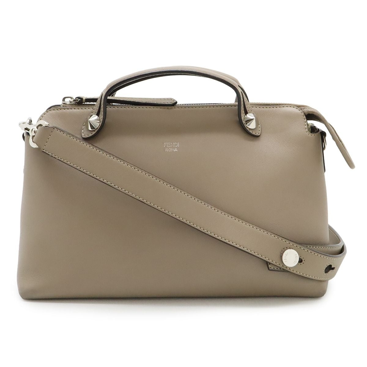 Fendi by the Way 2-Way Shoulder Bag Leather Grey Silver