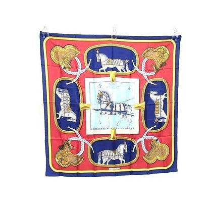 Hermes Scarf Carre 90 Grand Apparat Dress Ing Horse Multicolor 100% Silk