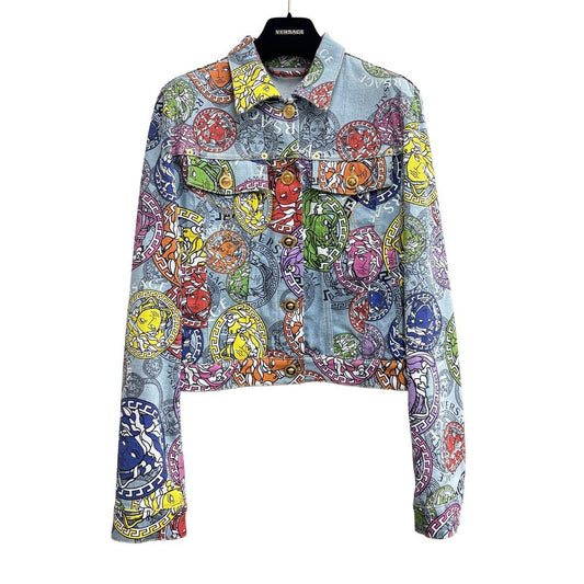 Versace Denim Jacket Medusa Light Blue Multicolor 40