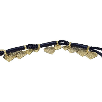 Dior/christian Dior Belt - Dark Navy And Gold Heart/honeycomb/rope Shape