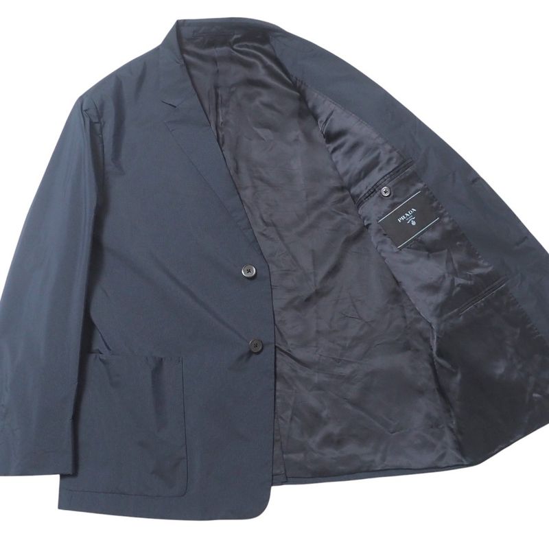 Prada G8240 Tailored Jacket Size 54R Stripe 2B Bleather Single Jacket Triangular