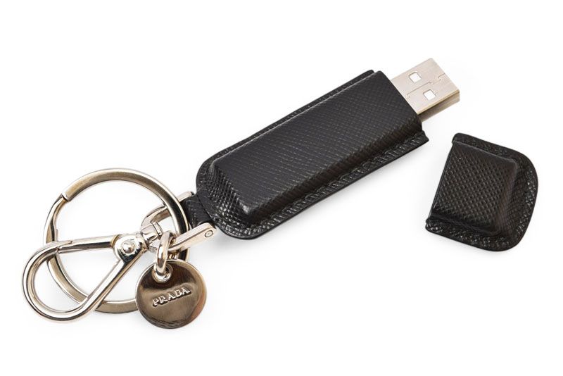 Prada Key Ring Key Holder Prada USB Memory 4GB Saffiano Black 2ara21 Never Used