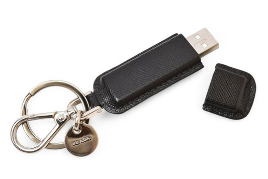 Prada Key Ring Key Holder Prada USB Memory 4GB Saffiano Black 2ara21 Never Used