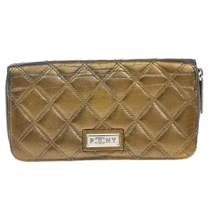 Chanel Matelasse Long Wallet Round Zipper Paris New York Bronze 04kb038