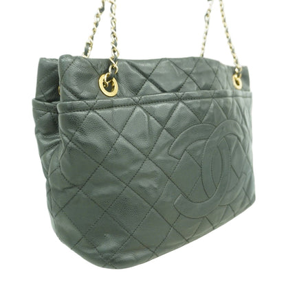 Chanel Chain Tote Quilted Caviar Leather Black Gold — view 2
