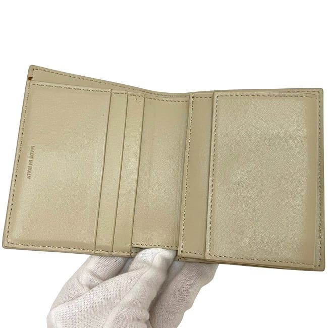 Celine Bifold Wallet Small Strap Wallet Cream Beige