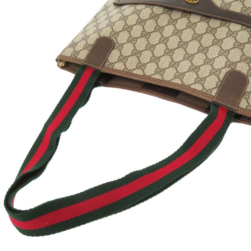 Gucci Old Gucci Sherry GG 39 002 4487 PVC Canvas Beige Tote Bag 1656 Gucci