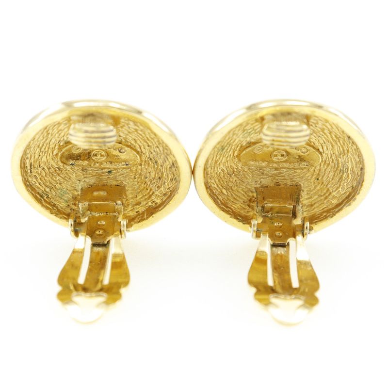 Chanel Coco Mark Matelasse Vintage Gold Plated Ladies 18.1g Earrings