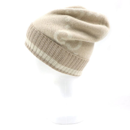 Gucci 765053 GG Cashmere Jacquard Cap Knit Hat Current Camel White M (57 21cm
