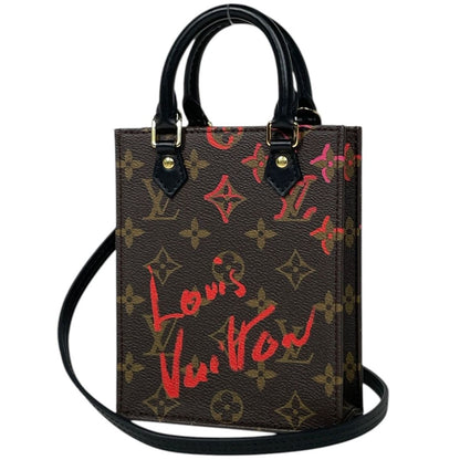 Louis Vuitton Petite Sac Plat 2-Way Shoulder Bag Foreign Love Monogram Brown