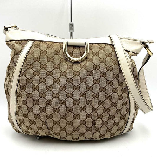Gucci 204940 Abby Crossbody Shoulder Bag Beige/white GG Canvas/leather Ladies