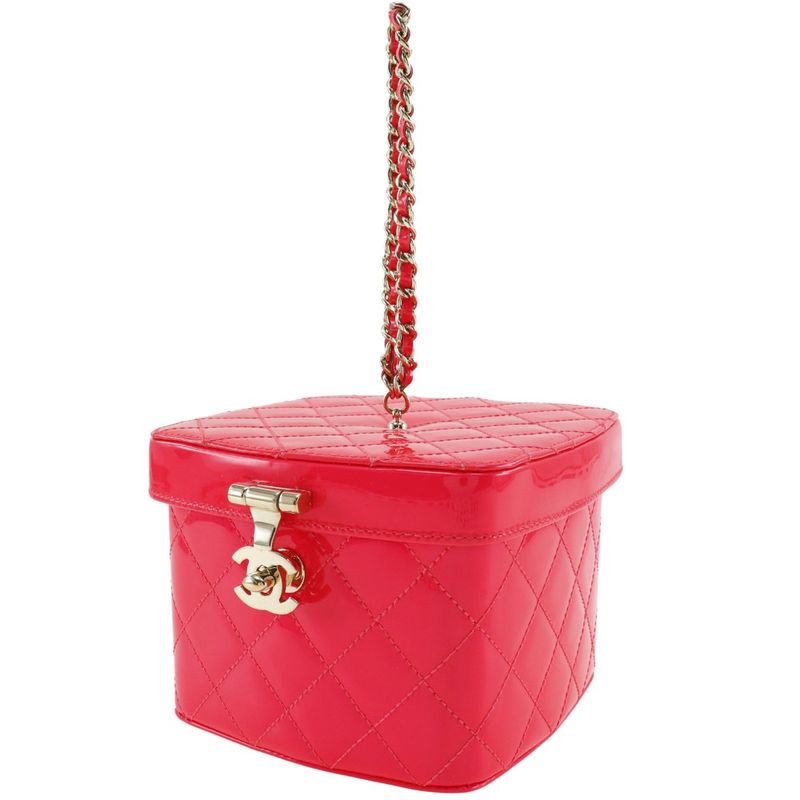 Chanel Vanity Matelasse Party Bag X Patent Leather Pink Ladies Handbag