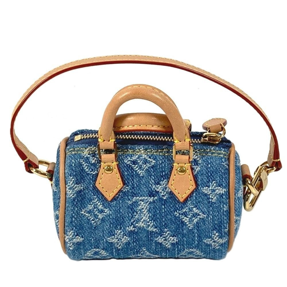 Louis Vuitton Key Holder Bijou Sac Micro Speedy Monogram Denim Blue Handbag