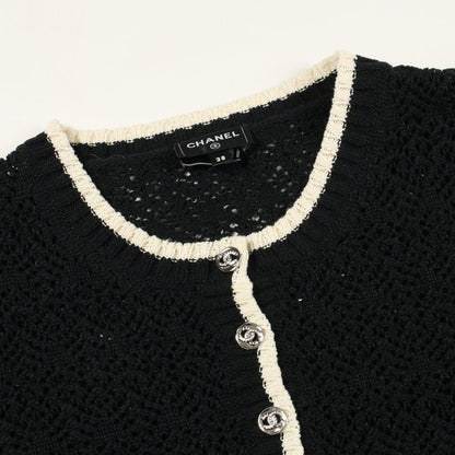 Chanel Knit CC Logo Button Cotton Cardigan — view 6