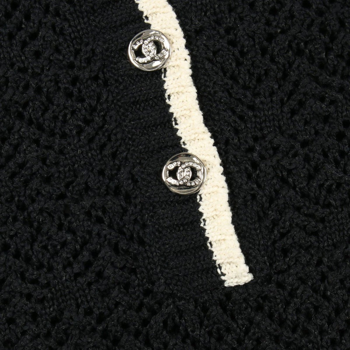 Chanel Knit CC Logo Button Cotton Cardigan — view 7