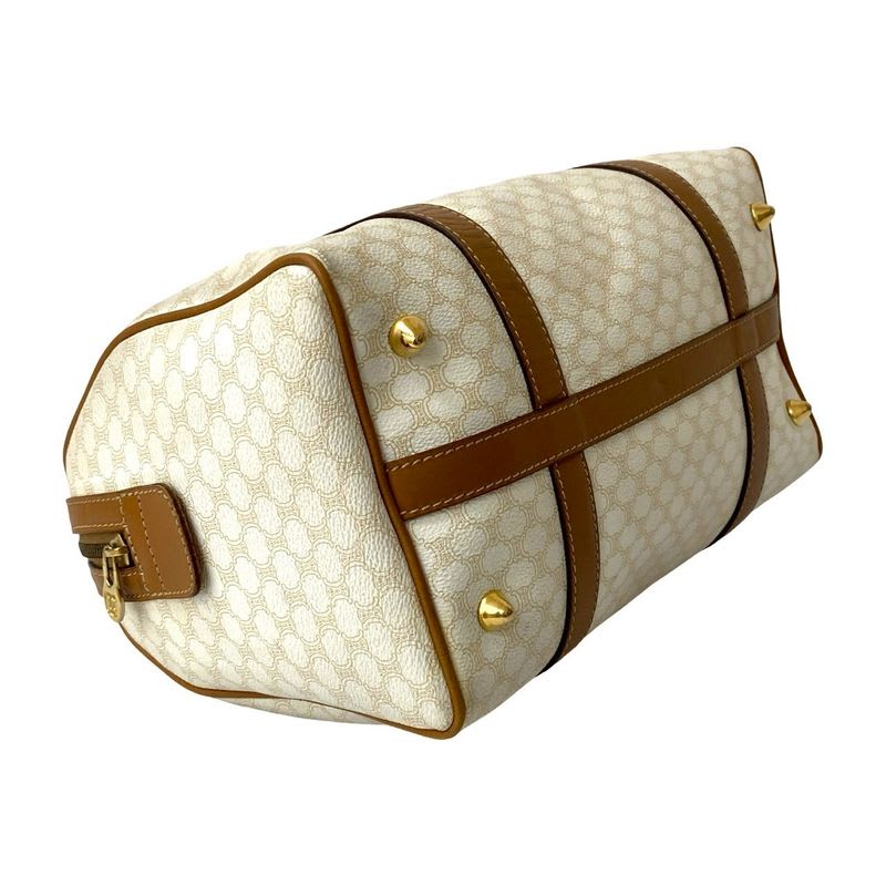 Celine Vintage Macadam Blason Triomphe Pattern Leather Handbag Mini Boston Bag