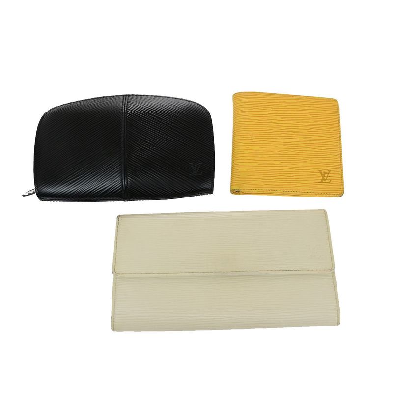Louis Vuitton Wallet Epi Fold Long Wallet Round Zipper Wallet Black White