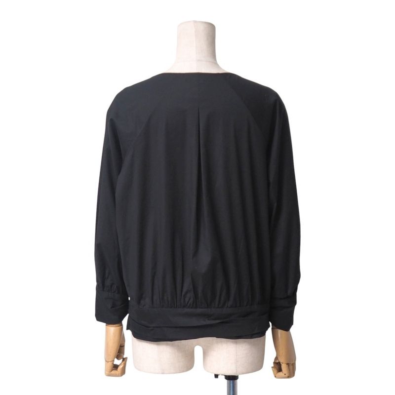 Christian DIOR Blouse Size 44 Gathered Long Sleeve Shirt Square Neck Made In