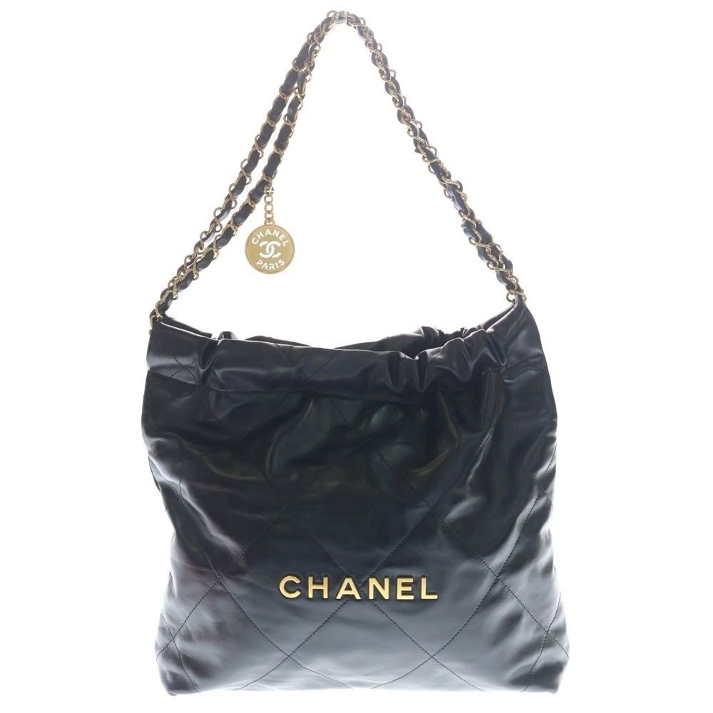 Chanel 22 Small Shoulder Bag Black Plate Gold