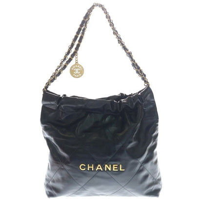 Chanel 22 Small Shoulder Bag Black Plate Gold