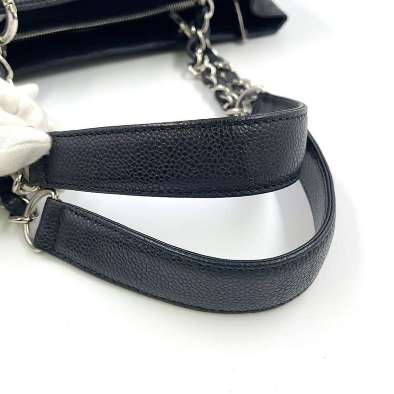 Chanel GST Tote Bag Matelasse 13th Caviar Skin Black Shoulder Bag Silver