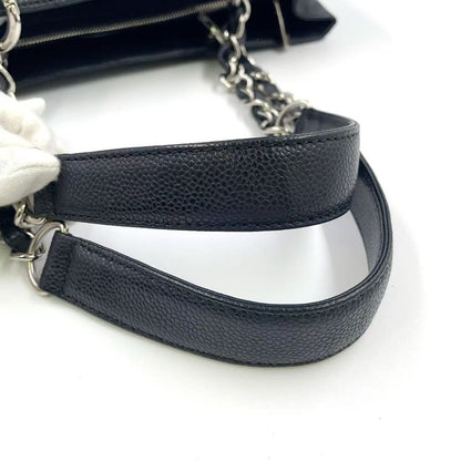 Chanel GST Tote Bag Matelasse 13th Caviar Skin Black Shoulder Bag Silver