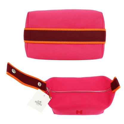 Hermes Brid A Black PM Handbag Pouch Hibiscus Pink
