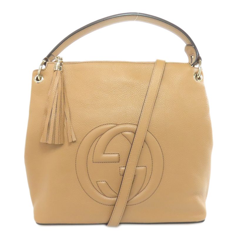 Gucci 536194 Outlet One Shoulder Interlocking G Tote Bag Leather Women