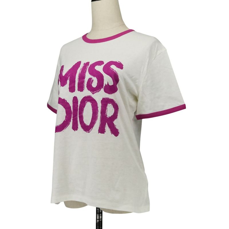 24aw Christian Dior Miss Dior Graffiti Cotton Linen T-Shirt 453t40a4554 Size M