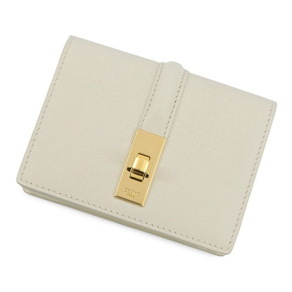Celine Card Case with Flap Holder 16 Seeds Calf Leather White