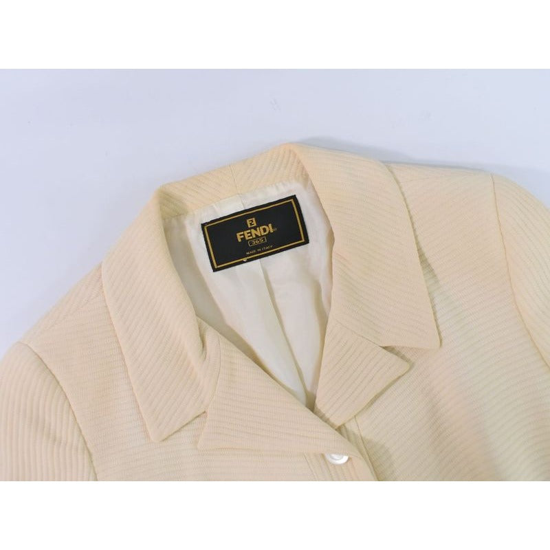 Fendi Cotton Viscose Acetate Cupro Jacket Outerwear Beige — view 3