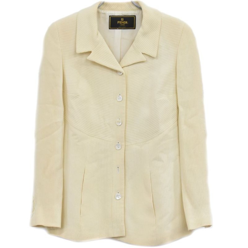 Fendi Cotton Viscose Acetate Cupro Jacket Outerwear Beige