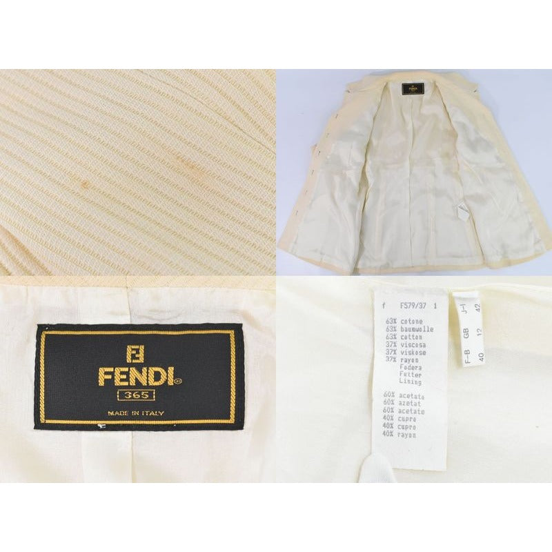 Fendi Cotton Viscose Acetate Cupro Jacket Outerwear Beige — view 9