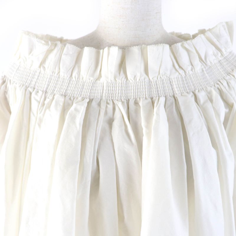 Christian DIOR 311b10a3124 Cotton Silk Off Shoulder Smock Top Ivory 40 Made In