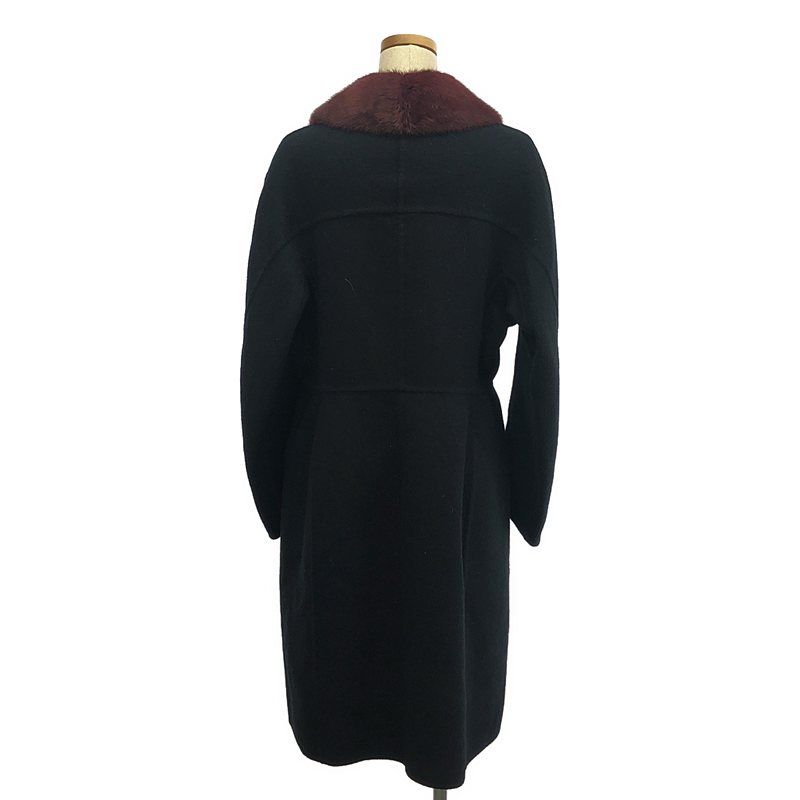 Fendi - Cashmere Real Fur Long Coat - 44 - Black - Women