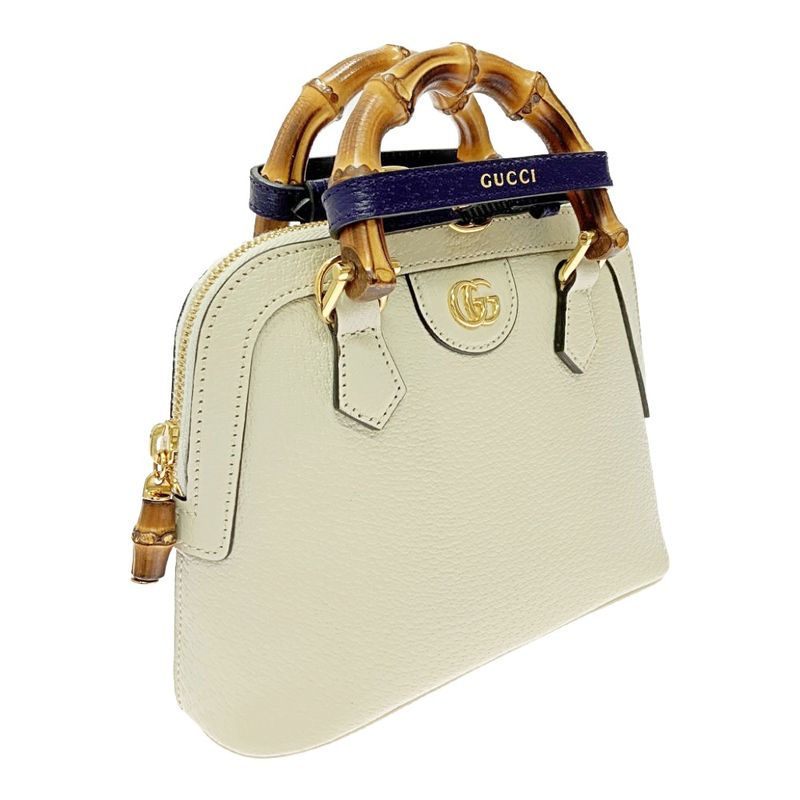 Gucci 715775/520981 Leather Diana Mini Bamboo 2way Handbag Ladies White 362693