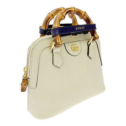 Gucci 715775/520981 Leather Diana Mini Bamboo 2way Handbag Ladies White 362693