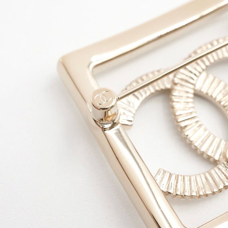 Chanel Brooch Corsage Gold Coco Mark Rhinestone Square
