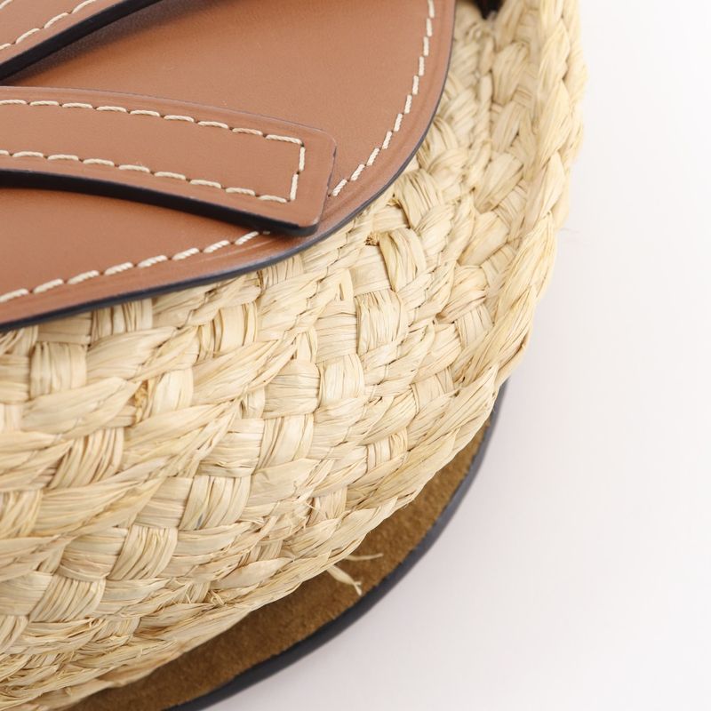 Loewe Gate Small 329.13t20-2924 Leather And Raffia Brown Women Shoulder Bag