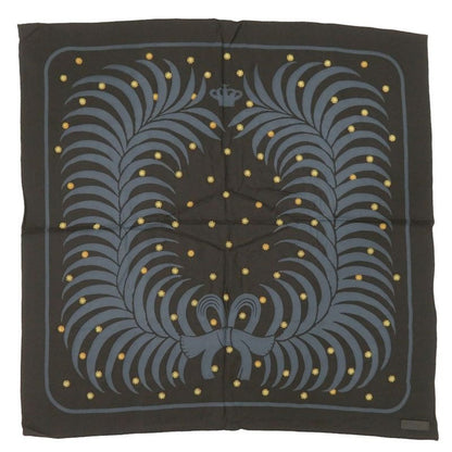 Hermes Carre 90 Silk Beaded Black Gold Leather Tag Scarf 1249