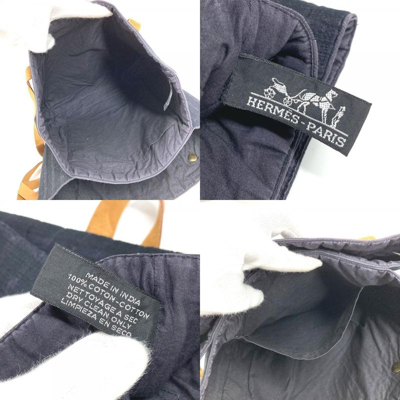 Hermes Shoulder Bag Amedava Cabas De Poche Cotton Navy