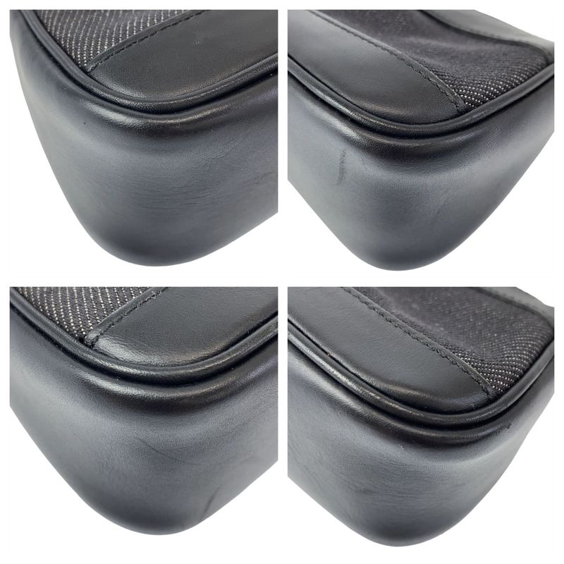 Gucci Sherry Line Black Silver Hardware Canvas/leather 92320 Handbag Accessory