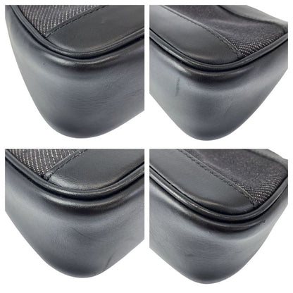 Gucci Sherry Line Black Silver Hardware Canvas/leather 92320 Handbag Accessory