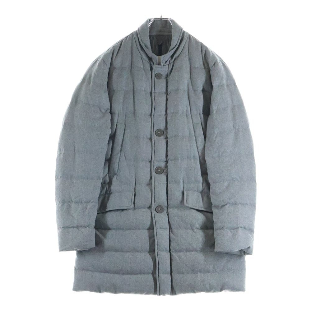 Moncler Wool Hooded Zip Up Long Coat Down Jacket Gray